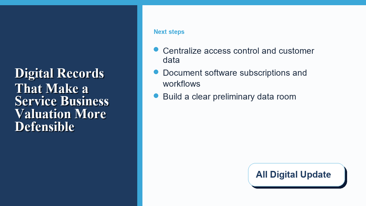 Preliminary digital data room organized for operational diligence